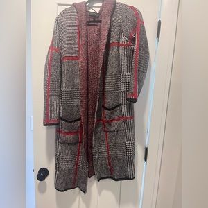Long plaid cardigan
